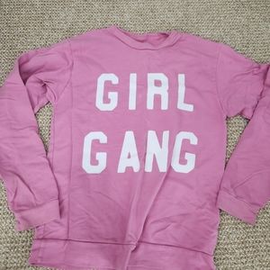 Jean and June pink Girl Gang adult sweatshirt. SIZE:XS